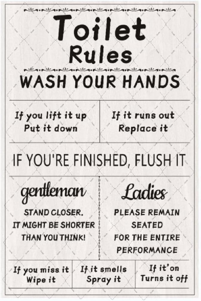Home Bathroom Rules - Металлическая табличка с правилами для туалета