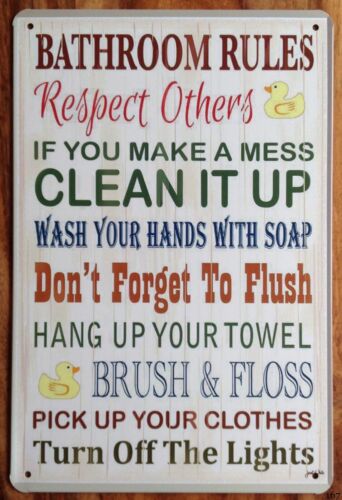 Home Bathroom Rules - Металлическая табличка с правилами для ванной