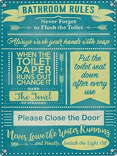Home Bathroom Rules - Винтажная металлическая табличка на стену: Правила